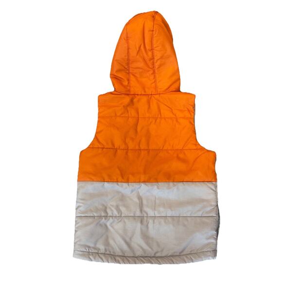 Disney Jumping Beans Vest Kids Large Orange Gray Polyester Hooded Full Zipper - Picture 6 of 7